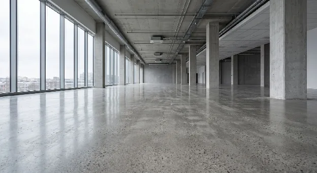 Polished concrete floor using the building’s existing structural slab