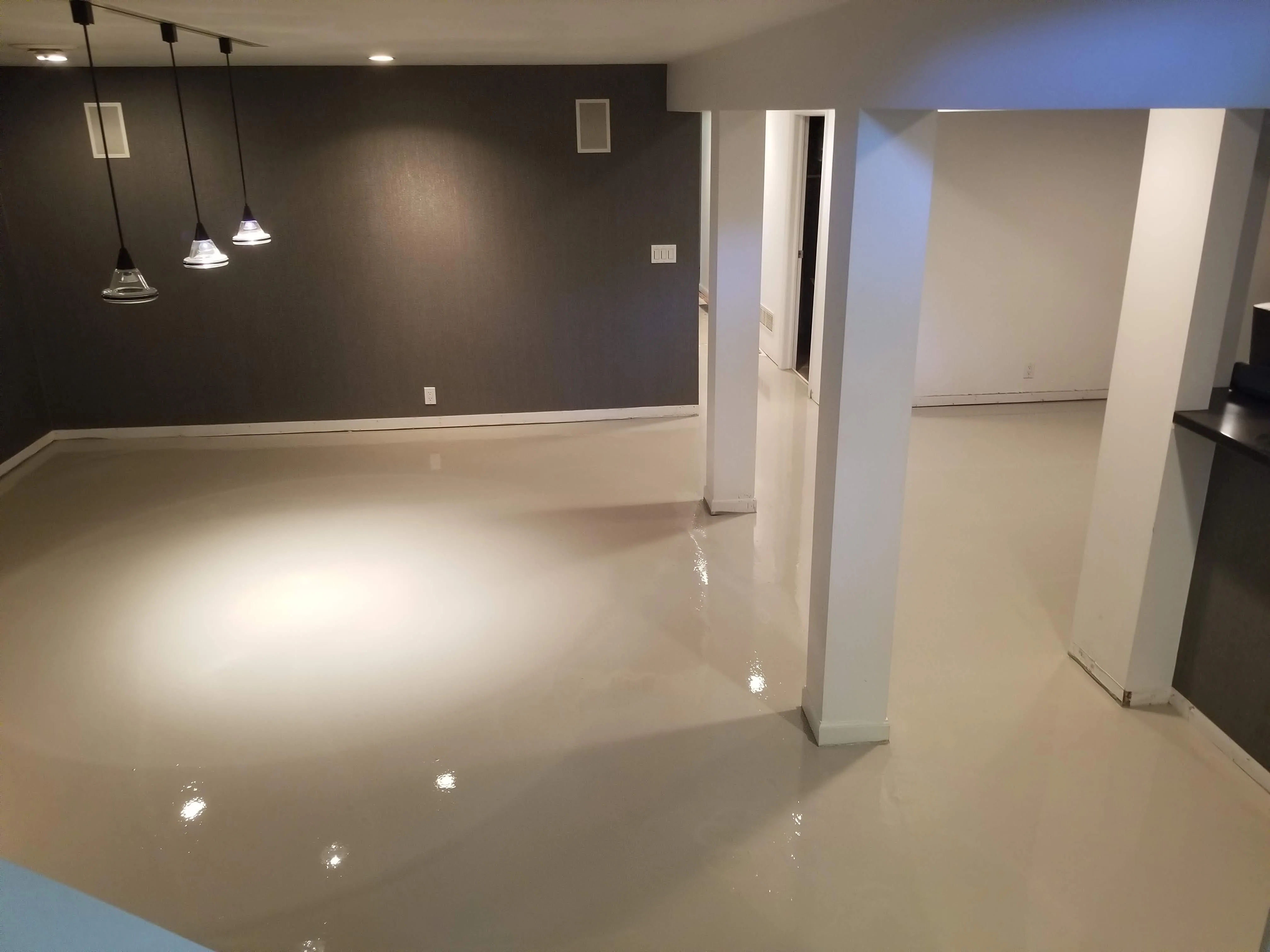 Finished residential basement floor underlayment