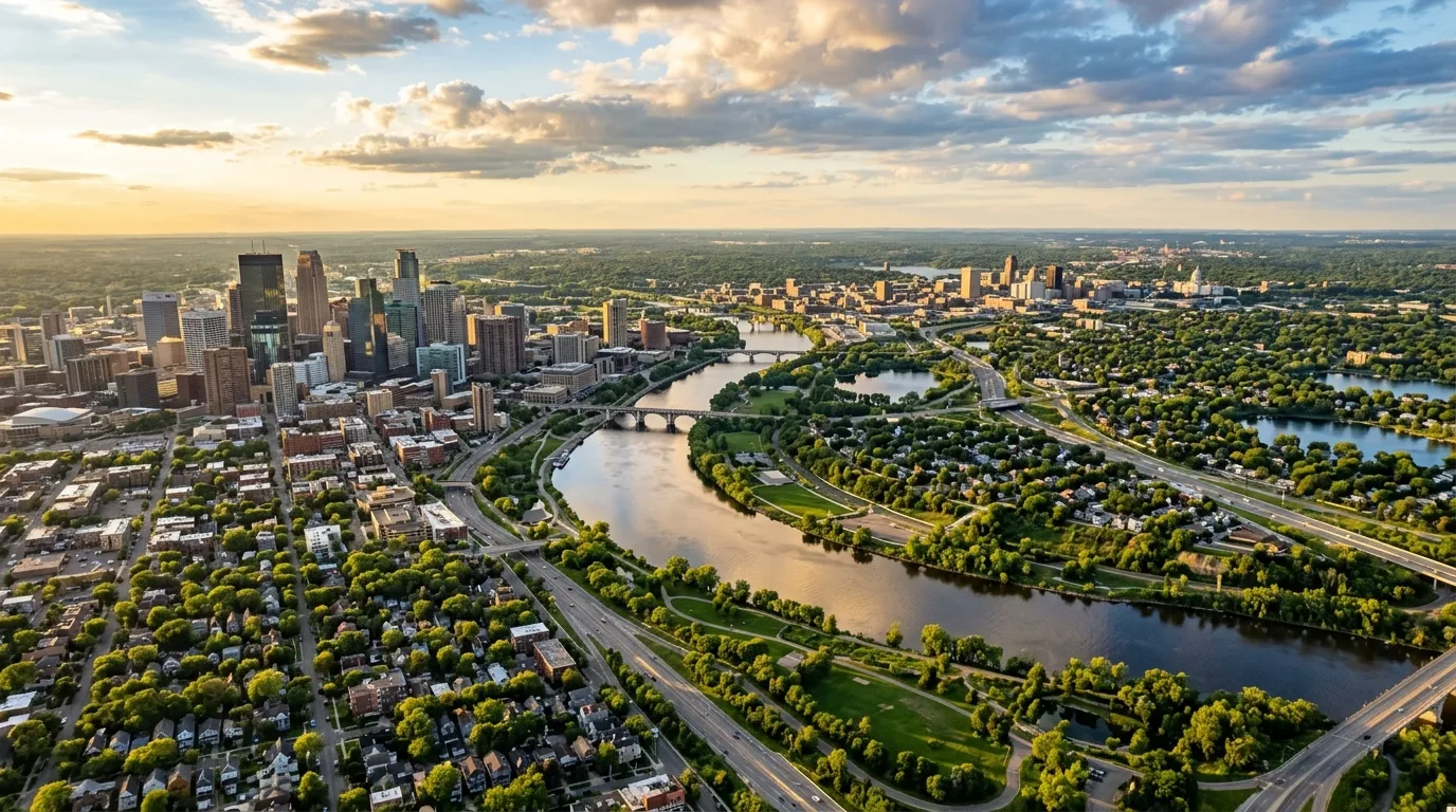 Twin Cities metro aerial view
